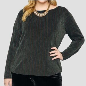 ADDITION ELLE Glitter Blouse Crew Neck Holiday Wear Plus size 4X